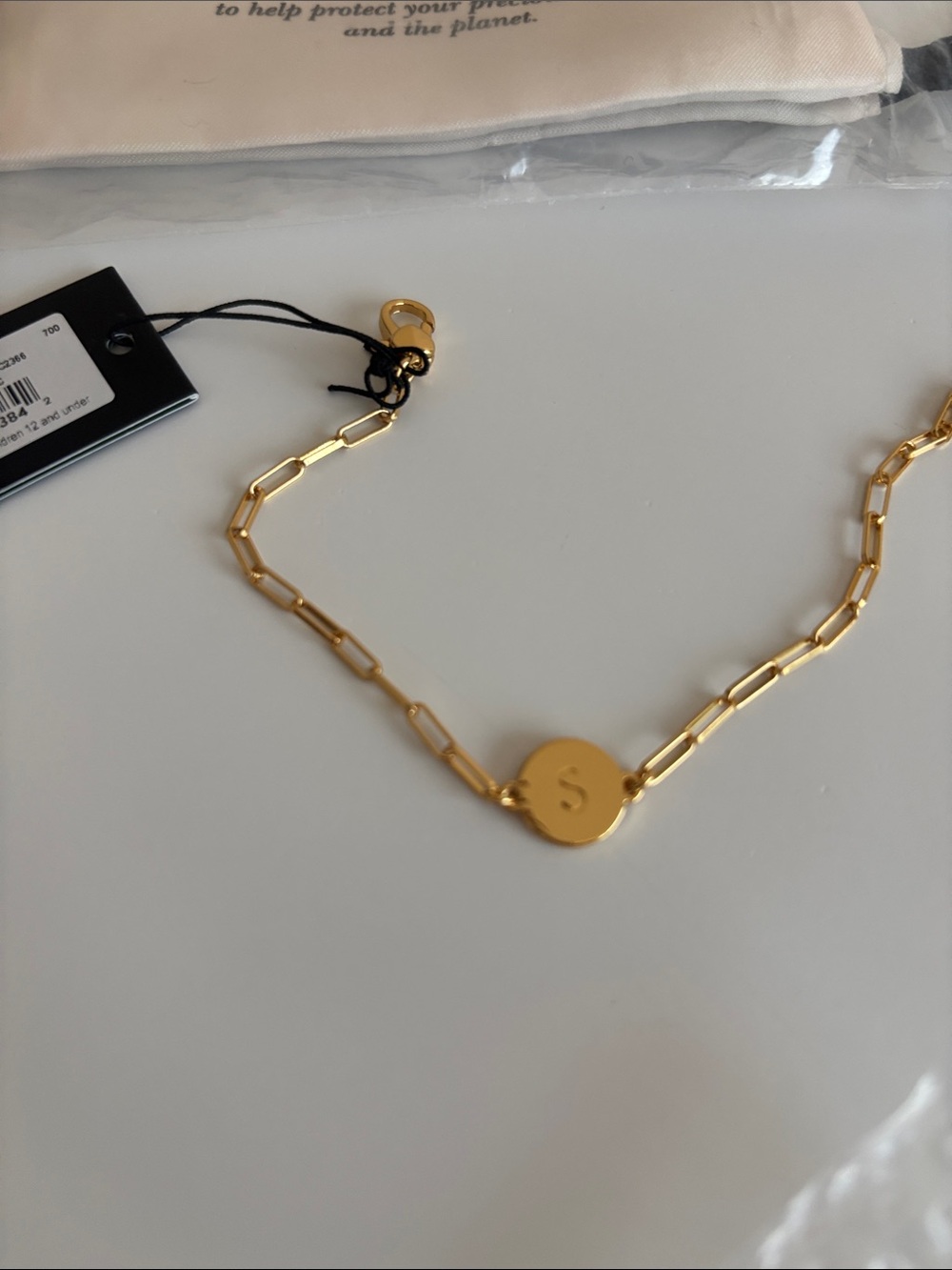 Kate Spade ♠️ Gold Chain Bracelet with Initial 'S' Disc with Dusty - Picture 2 of 6